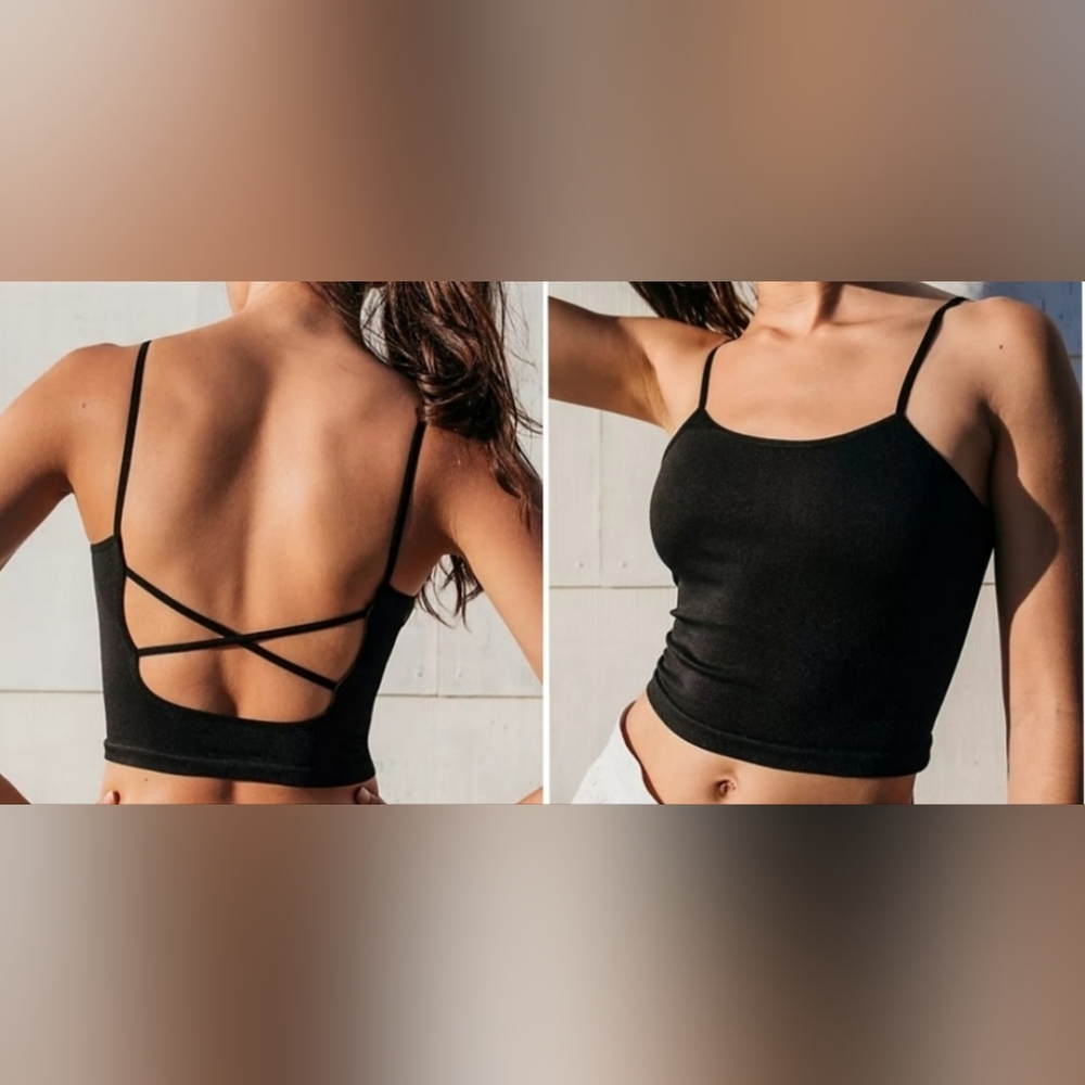 Free People Black Strappy Back Tank szXS